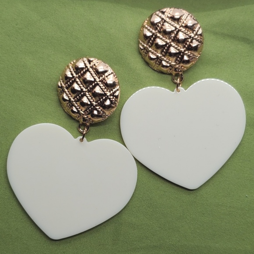 Cute White Heart Drop Dangle Earrings